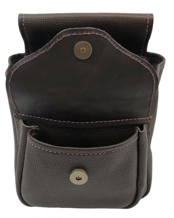 (image for) Brown Leather with Ostrich Shotgun Shell Belt Pouch Bag